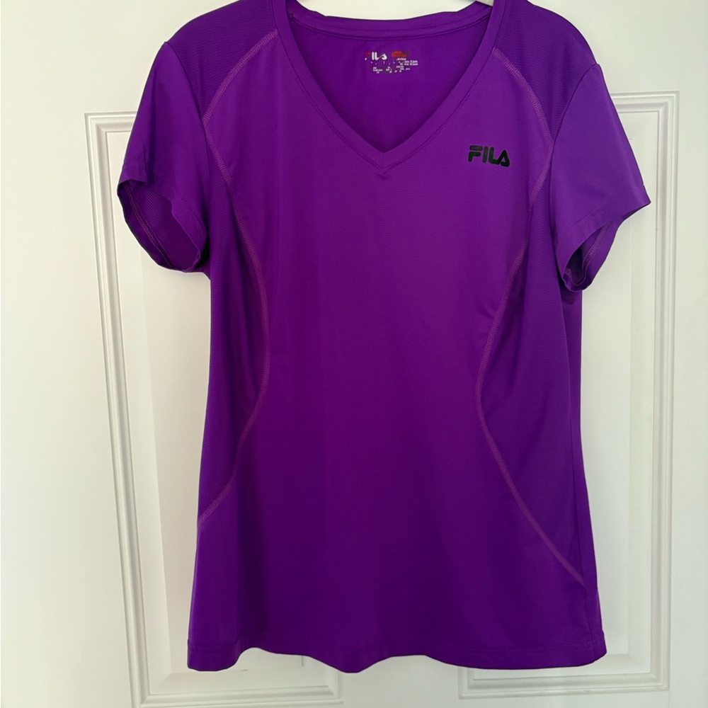 Fila Women's Purple V-Neck Athletic Top